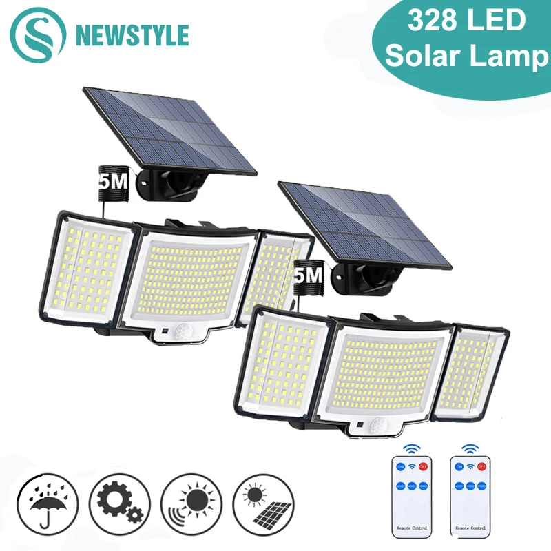 238/328 LED Solar Lamp Outdoor 348Wall Lamp IP65 Waterproof Spotlights Lamp Motion Sensor Solar 3
