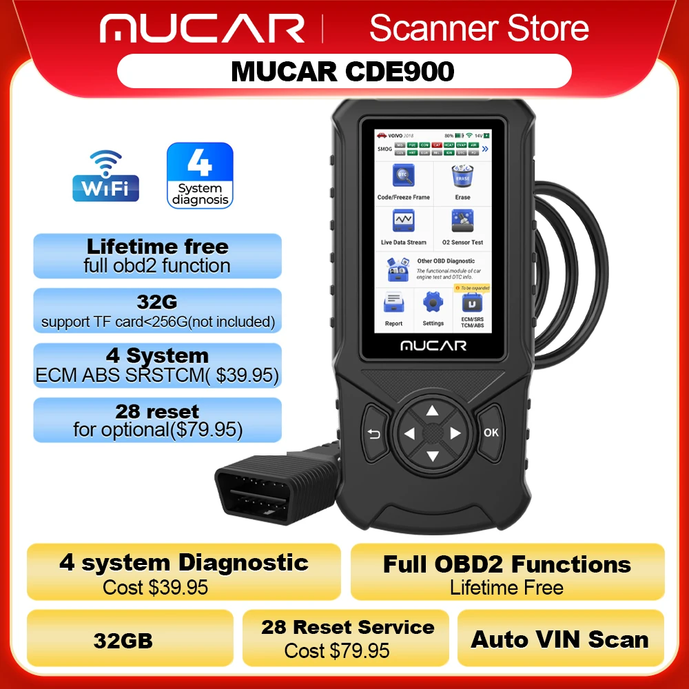 MUCAR CDE900/cde900 Pro/CDE900 Lite OBD2 Diagnosewerkzeug Auto OBD 2 Scanner Bremsairbag Getriebe