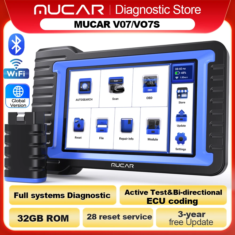 MUCAR VO7/VO7S Autodiagnosetool Bidirektionale ECU-Codierung Obd2-Scanner Vollständige