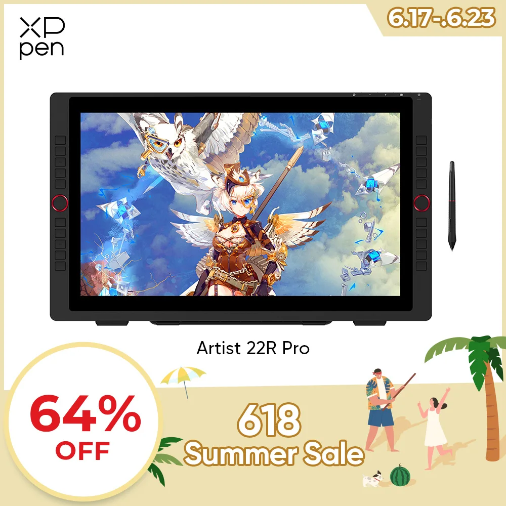 Monitor gráfico XPPen Artist 22R Pro  Tablet Display  60 Inclinação  20 Teclas de Atalho  2 Rodas