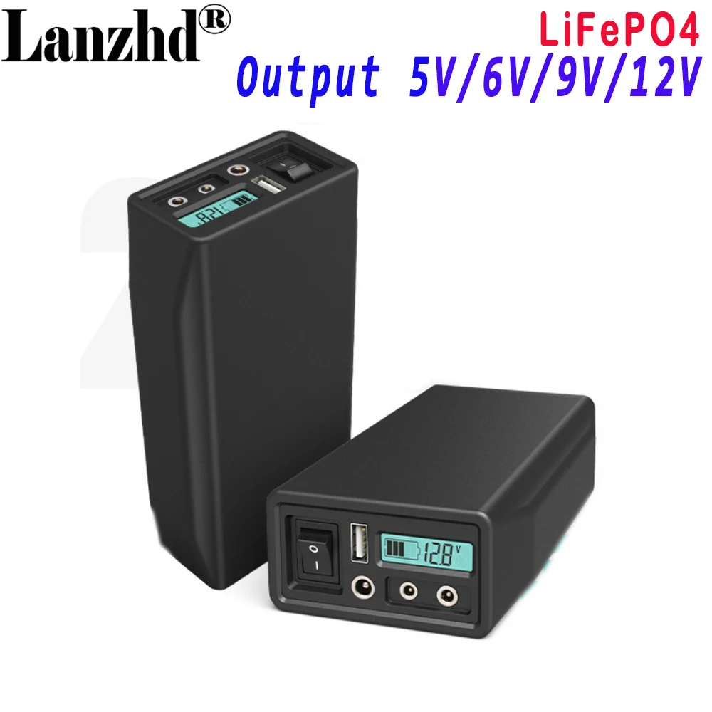 Bateria De Fosfato De Ferro De Lítio LiFePO4, 5V 6V 9V 12V, Fonte De Alimentação Móvel, Luz LED De