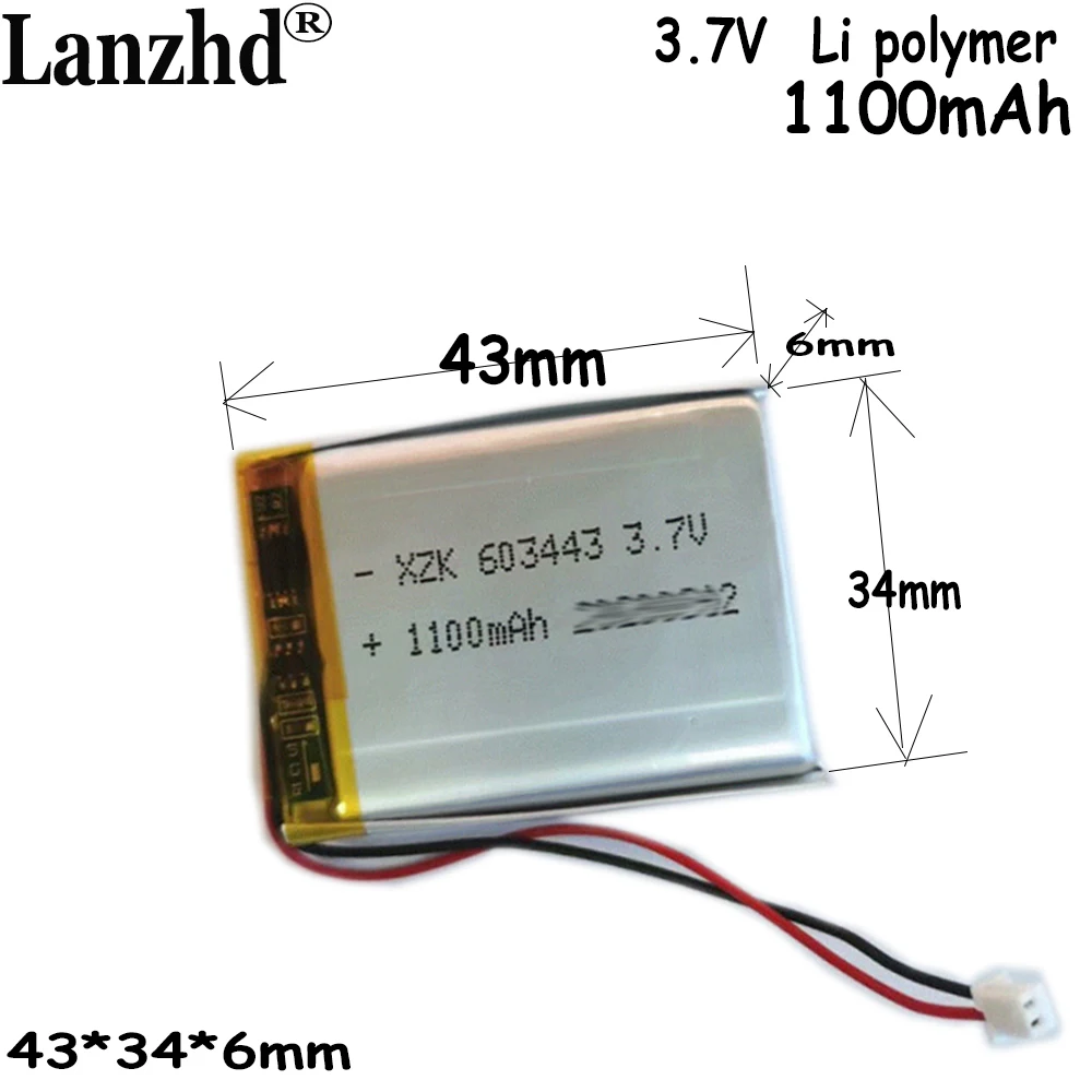 3.7V Polímero De Lítio Bateria 1100mAh Para Bluetooth Speaker Aquecedor de água ignitor Baterias LED
