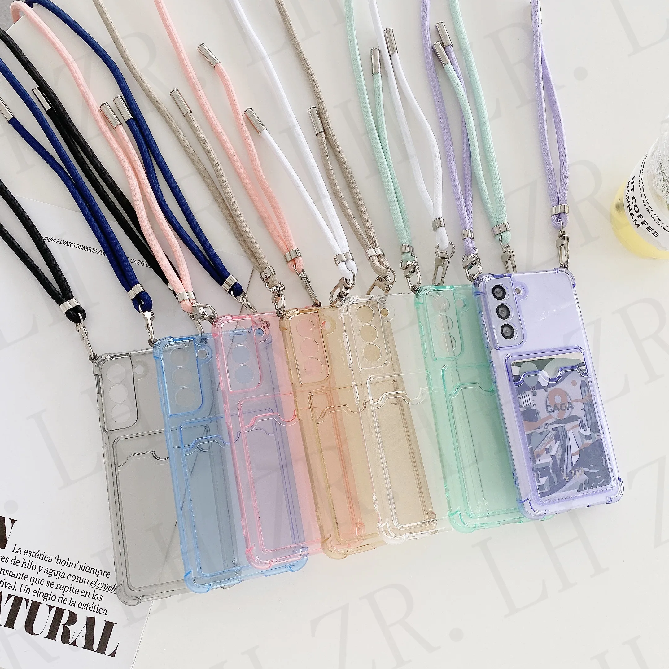 Lanyard Halskette Brieftasche Karten fächer Halter Fall für Samsung Galaxy S23 S22 S20FE S21 Ultra