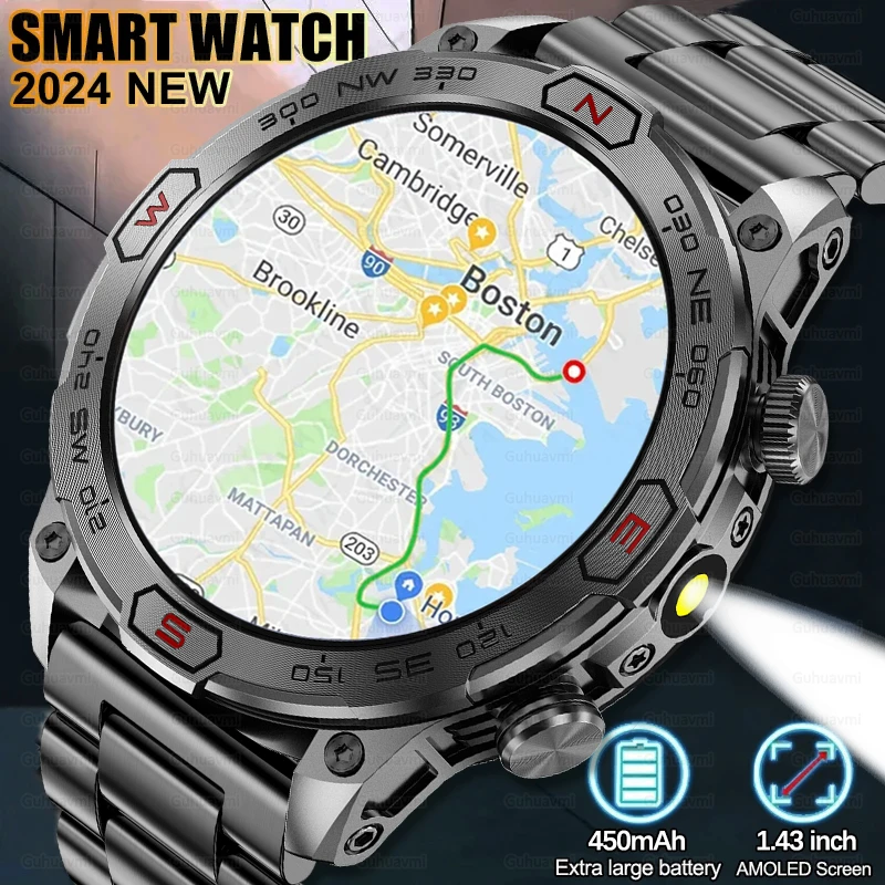 2024 neue GPS-LKW Outdoor-Militär Smartwatch Männer amoled HD-Bildschirm Herzfrequenz IP68