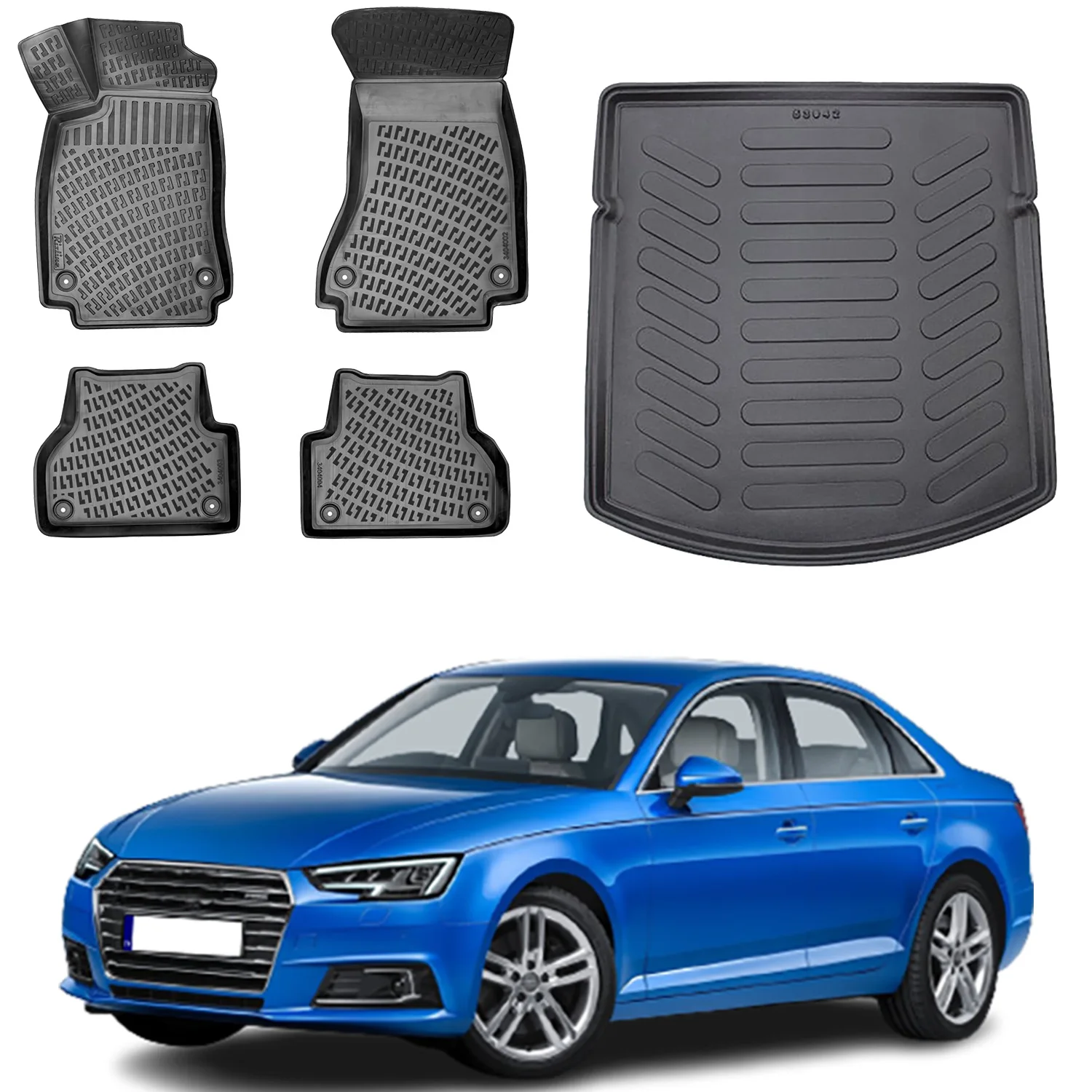 Fußmatten Cargo Trunk Liner passt für Audi A4 B9 2014-2018 Set-Allwetter maximale Abdeckung-Wasser
