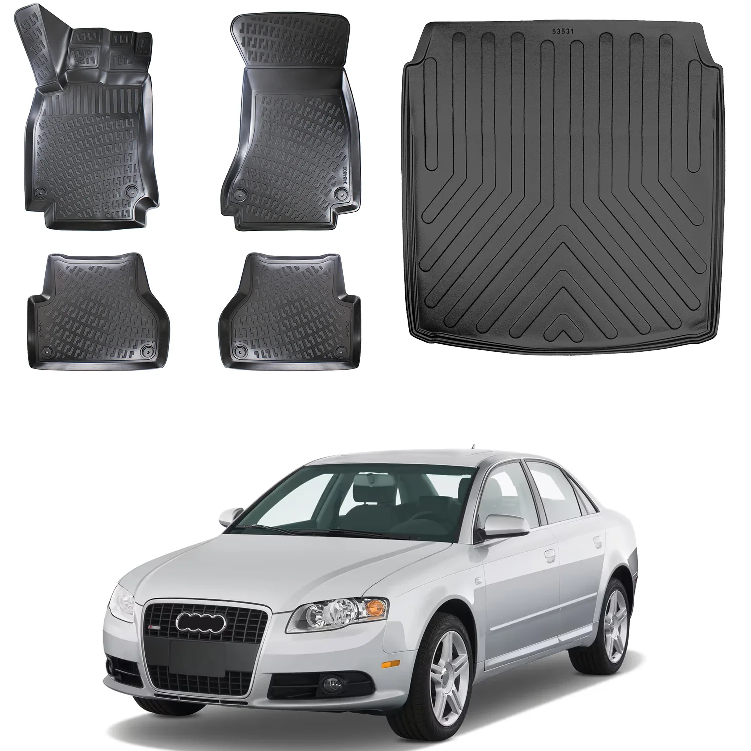 Fußmatten Cargo Trunk Liner passt für Audi A4 B8 2014-2018 Set-Allwetter maximale Abdeckung-Wasser