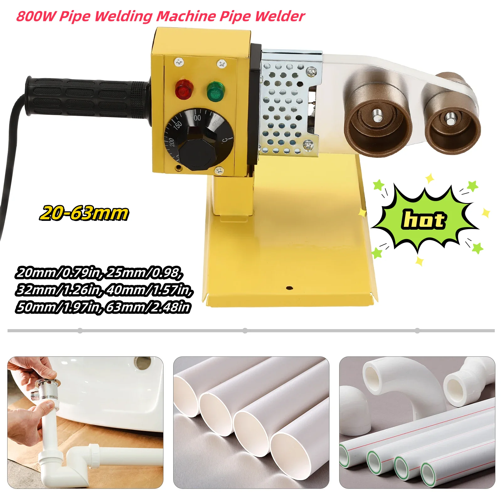 800w Rohrs chweiß gerät Rohrs chweiß gerät Kunststoffs chweiß wasser rohr 20-63mm