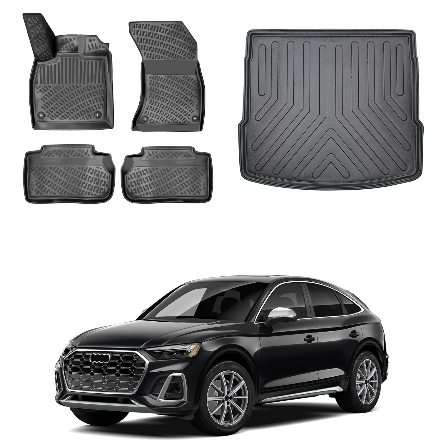 Fußmatten Cargo Trunk Liner passt für Audi Q5 Sportback 2020-2024 Geländewagen Set-Allwetter