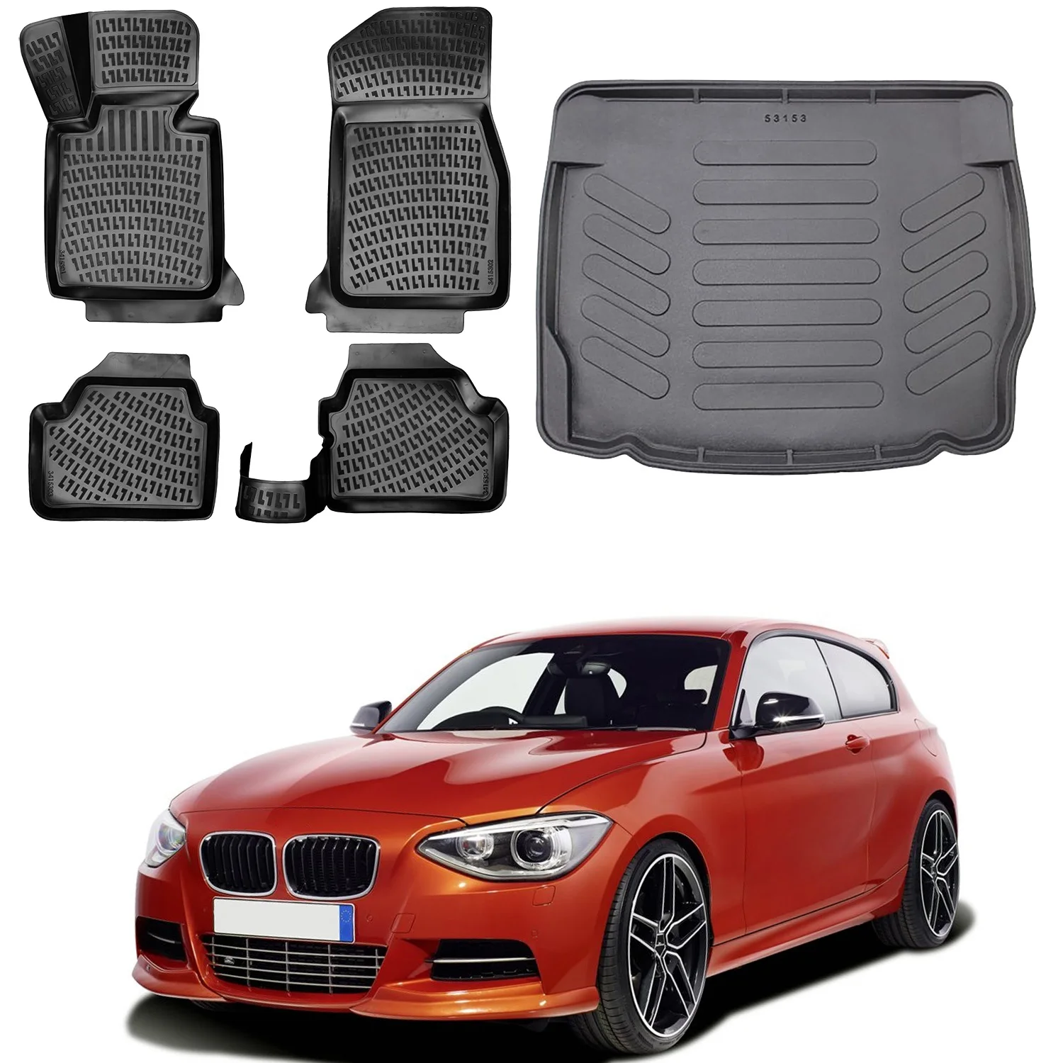 Fußmatten Cargo Trunk Liner passend für BMW 1er F20 2012-2018 Set-Allwetter maximale