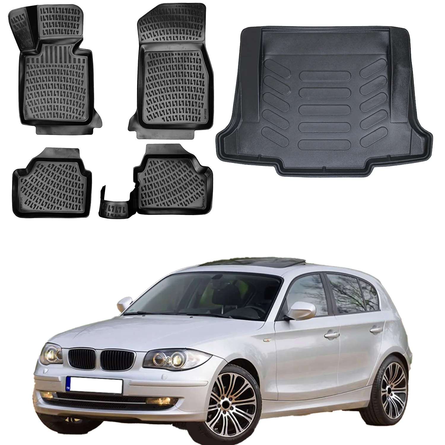 Fußmatten Cargo Trunk Liner passend für BMW 1er E87 2008-2010 Set-Allwetter maximale