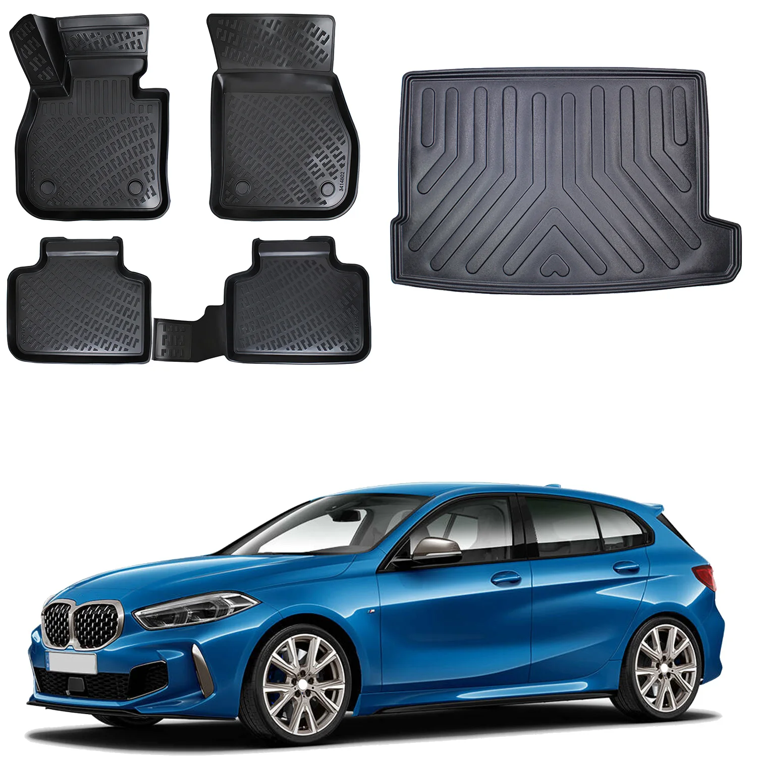 Fußmatten Cargo Trunk Liner passend für BMW 1er F40 2012-2018 Set-Allwetter maximale