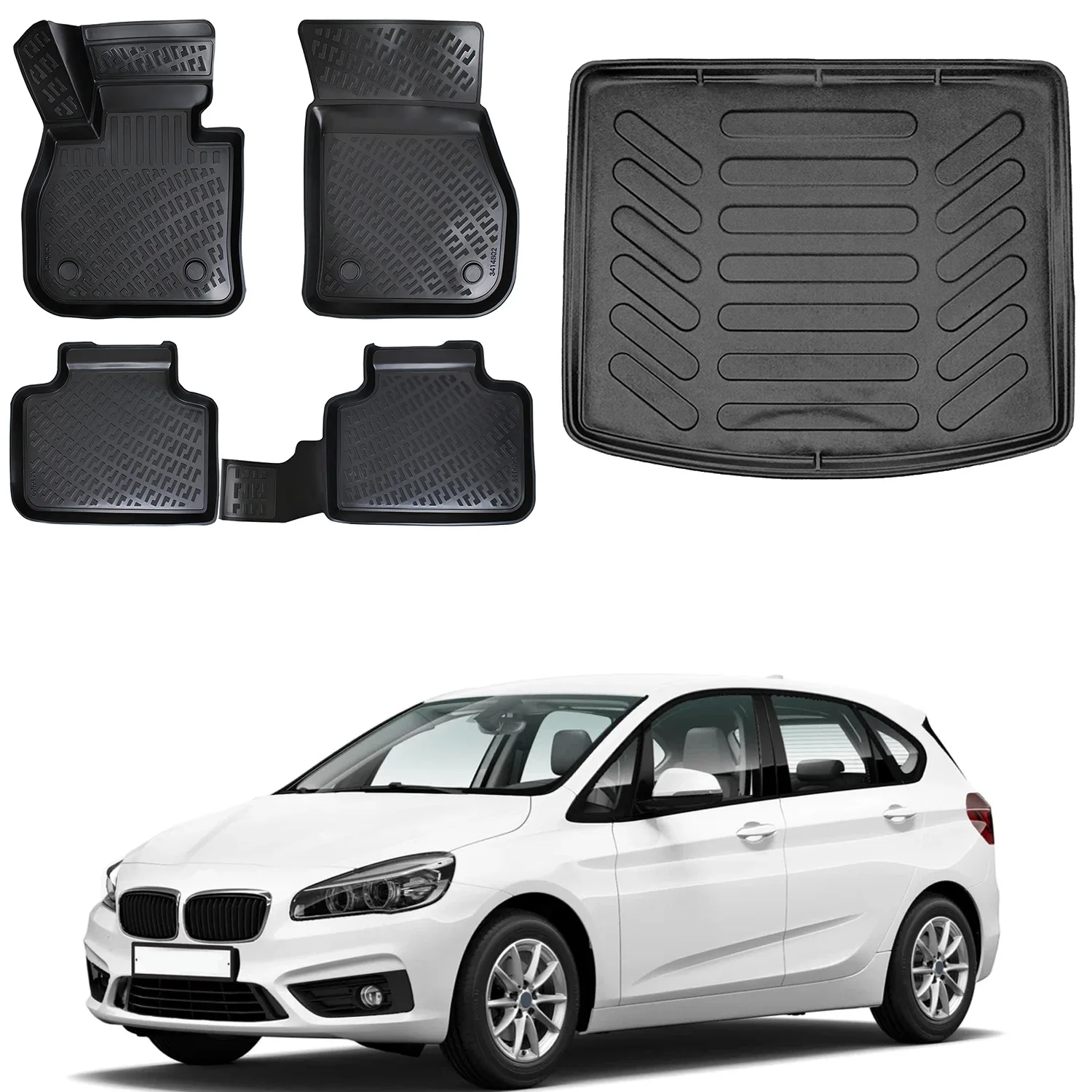 Fußmatten Cargo Trunk Liner passt bmw 2er Serie Active Tourer 2012-2018 Set-Allwetter maximale
