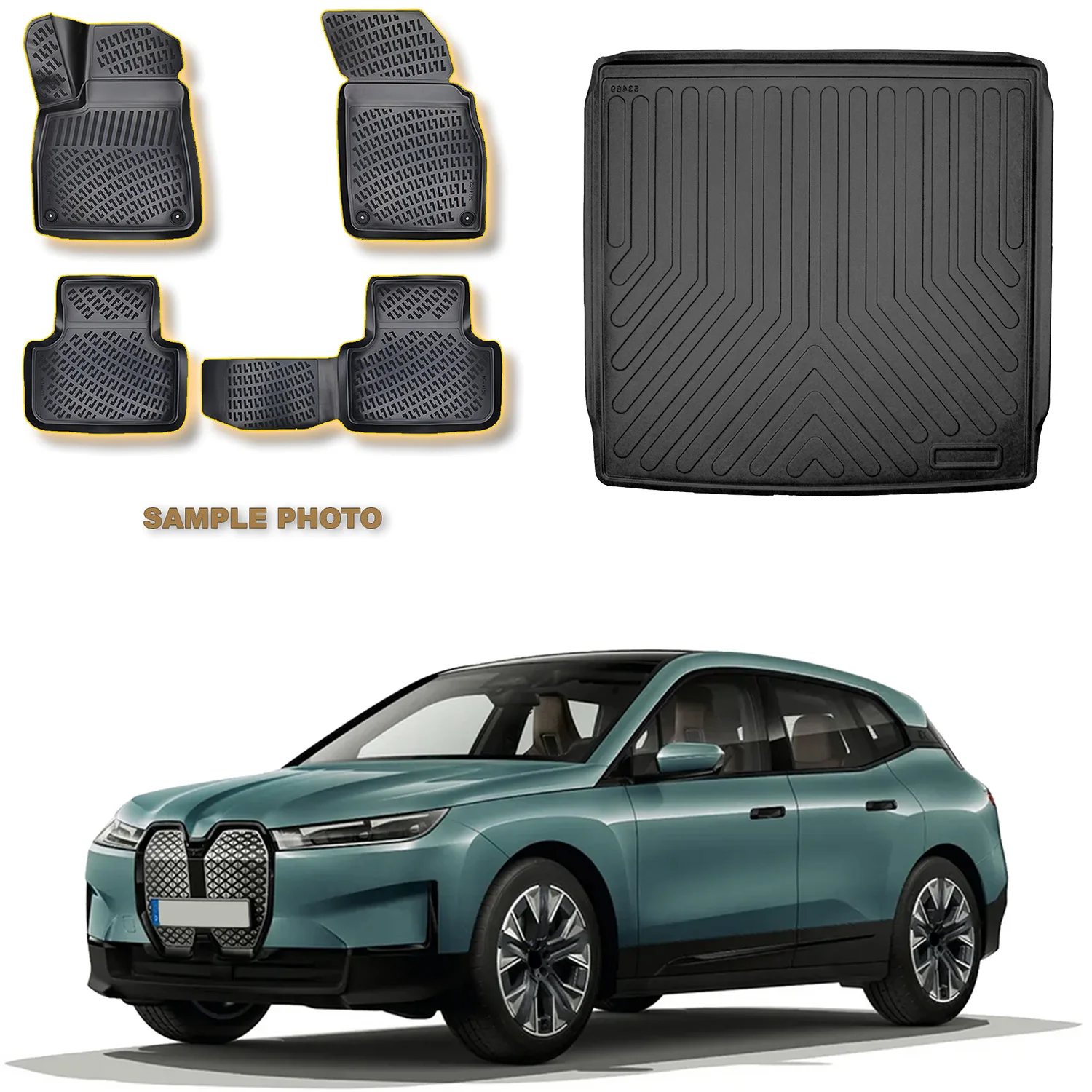 Fußmatten Cargo Trunk Liner passt bmw ix (elektrisch) 2022-2024 Set-Allwetter maximale