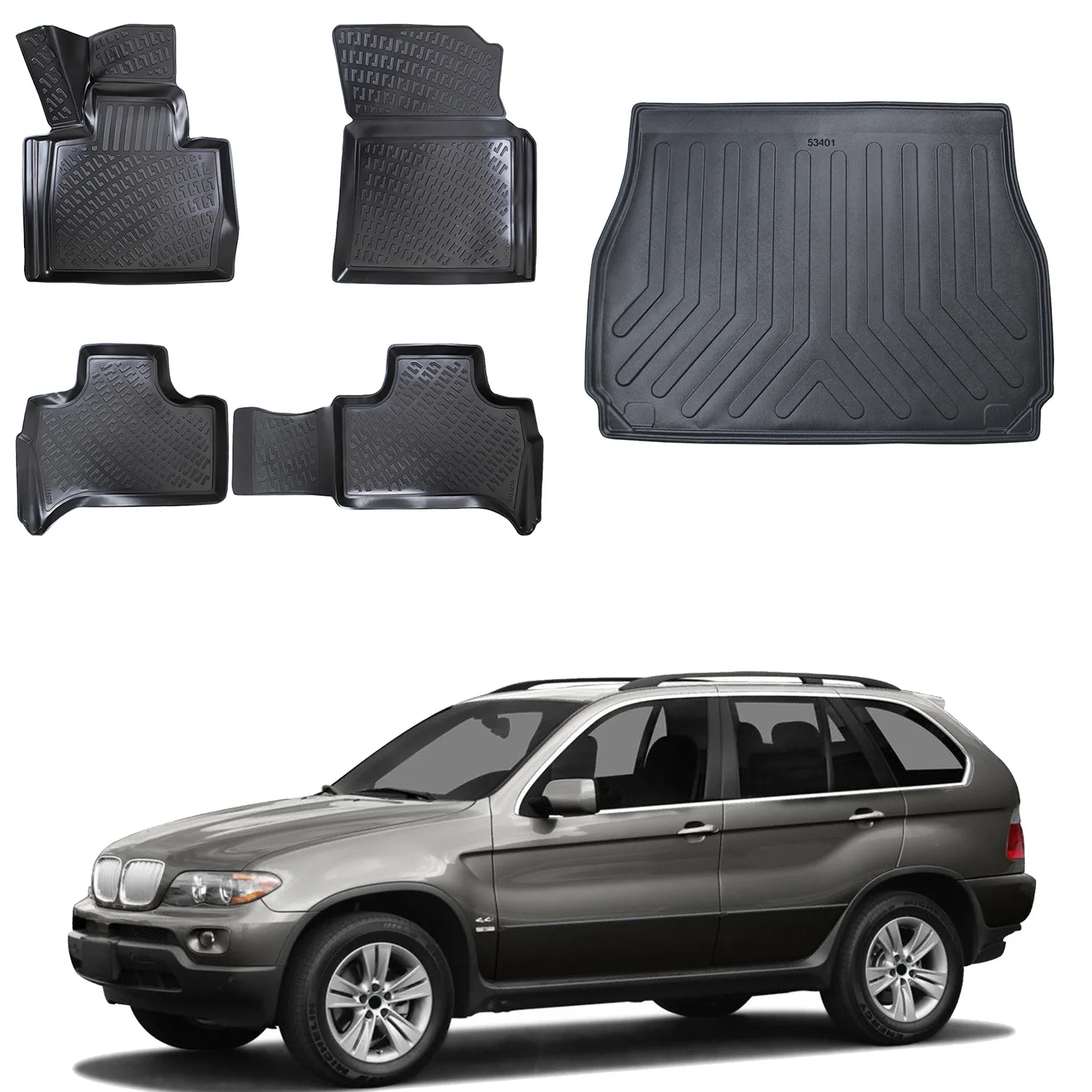 Fußmatten Cargo Trunk Liner passend für BMW X5 E53 2005-2010 Set-Allwetter maximale Abdeckung-Wasser