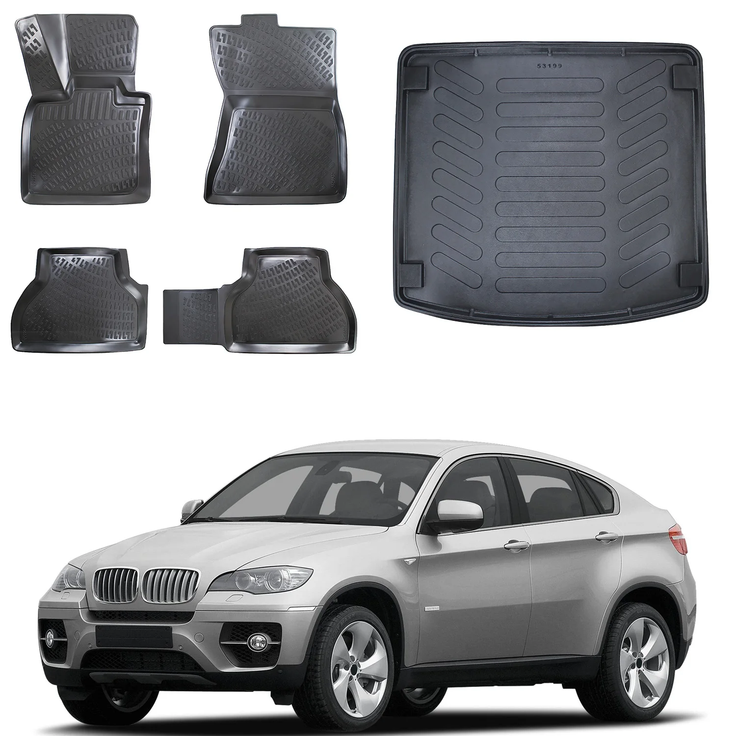Fußmatten Cargo Trunk Liner passend für BMW X6 E71 2012-2016 Set-Allwetter maximale Abdeckung-Wasser
