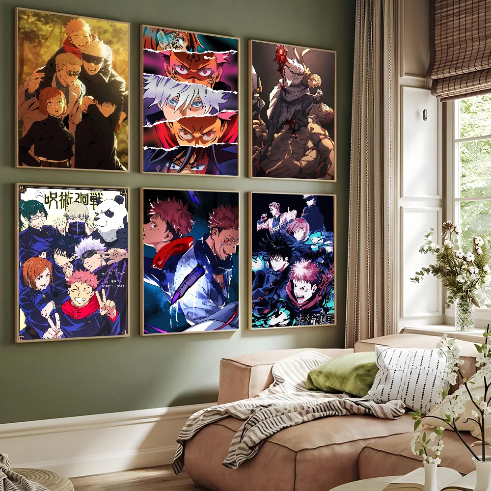 1pc Anime Jujutsu Kaisen Poster selbst klebende Kunst wasserdichten Papier Aufkleber Kaffeehaus Bar