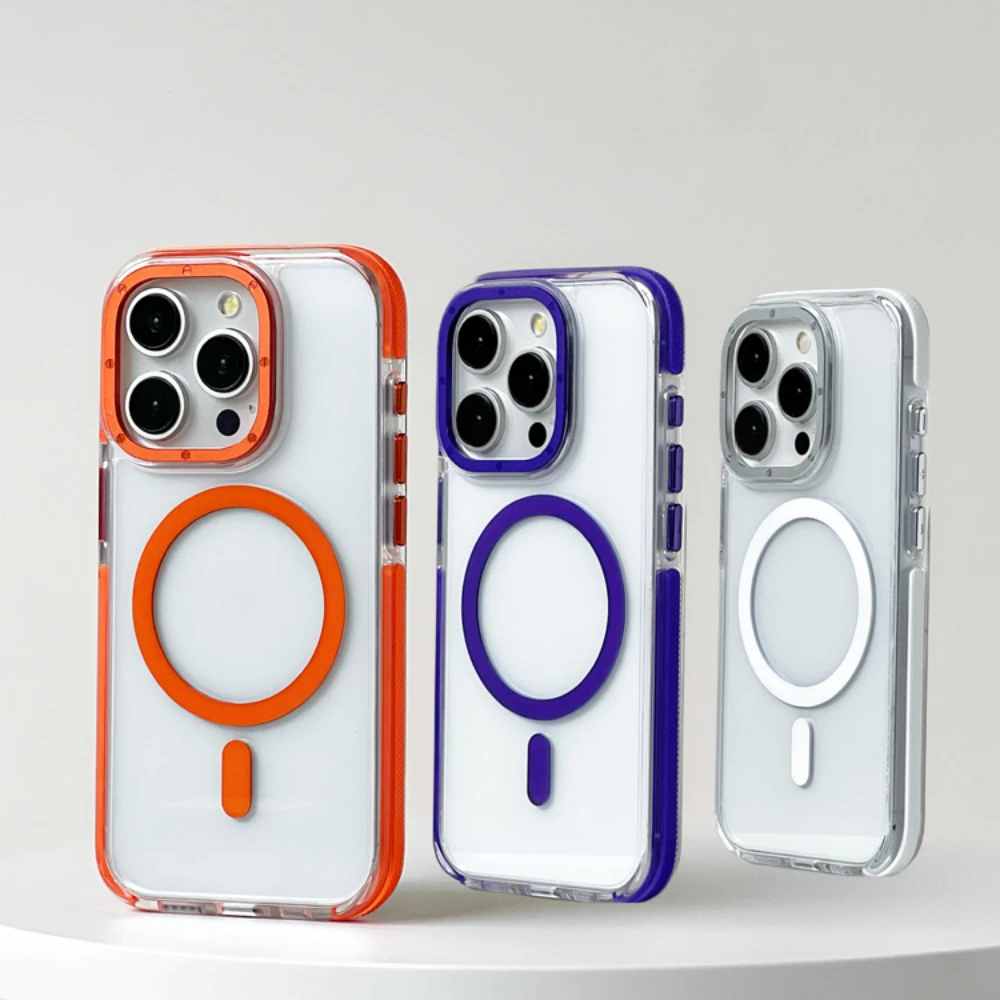 Luxus Metall Objektiv halter für Magsafe Fall für iPhone 15 14 13 12 Pro Max plus transparente