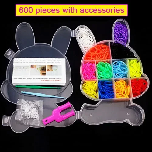 Bunte Webstuhl bänder setzen Bonbon farbe Armband machen Kit DIY Gummiband gewebt Armband Kit Mädchen Kinder Handwerk Spielzeug 