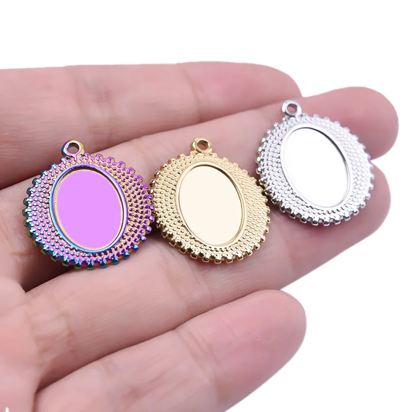 5 stücke runde Anhänger handgemachte DIY Halskette finden bunte Amulett Edelstahl Materialien Vintage Charms Valentinstag Gesche