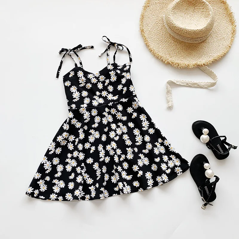 Sommer Baby Mädchen Kleid ärmellose rücken freie Prinzessin Blumen druck Hosenträger Kleinkind Kleid