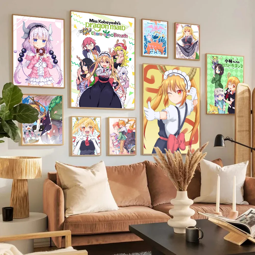 Miss Kobayashis Drachen mädchen Poster Anime Poster klebrige wasserdichte Papier Aufkleber