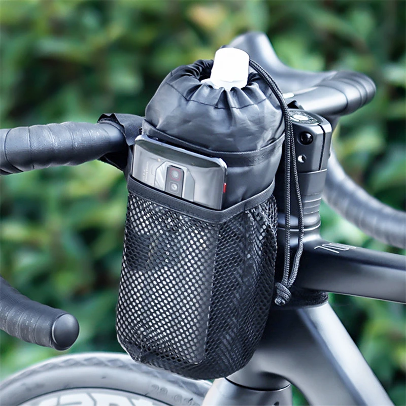 Fahrrad tasche Fahrrad flaschen halter Lenker Stiel Thermo tasche mit Netz tasche Kaffeetasse halter