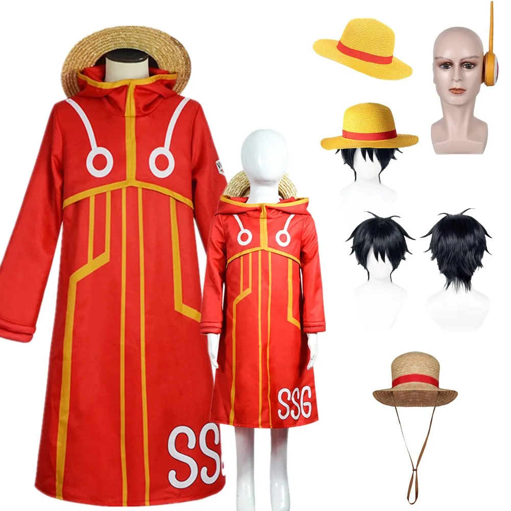 Ruffy Cosplay Erwachsenen Kostüm Kinder Mantel Handschuhe Männer männliche Rollenspiel Outfits Hut