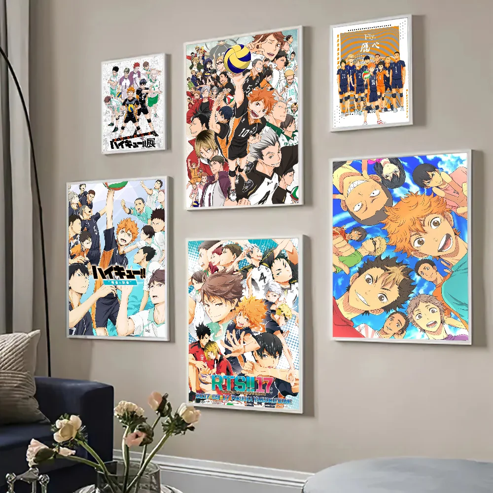 Japan Anime Volleyball Junge Haikyuu Poster klebrige Poster Retro Kraft papier Aufkleber DIY Zimmer