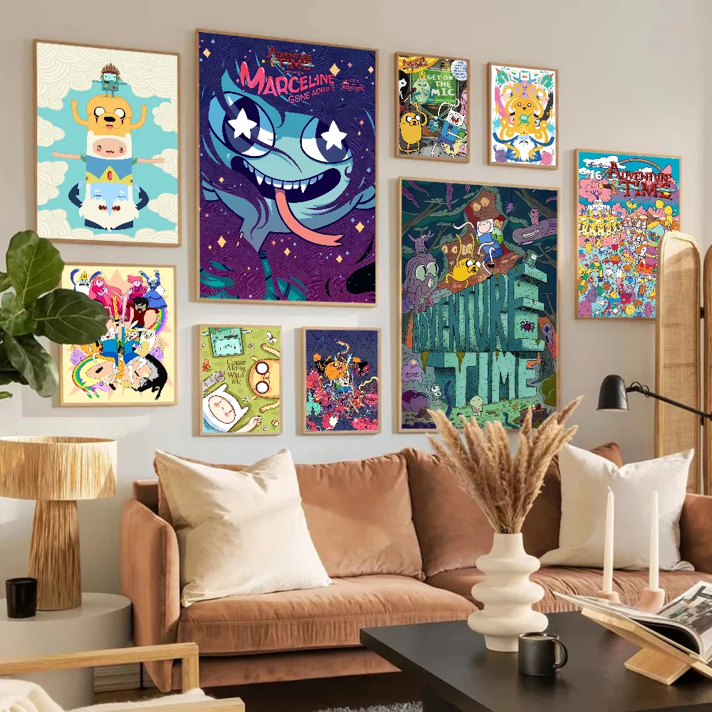 Cartoon A-Adventure T-Time Poster Anime Poster klebrige wasserdichte Papier Aufkleber Kaffeehaus Bar