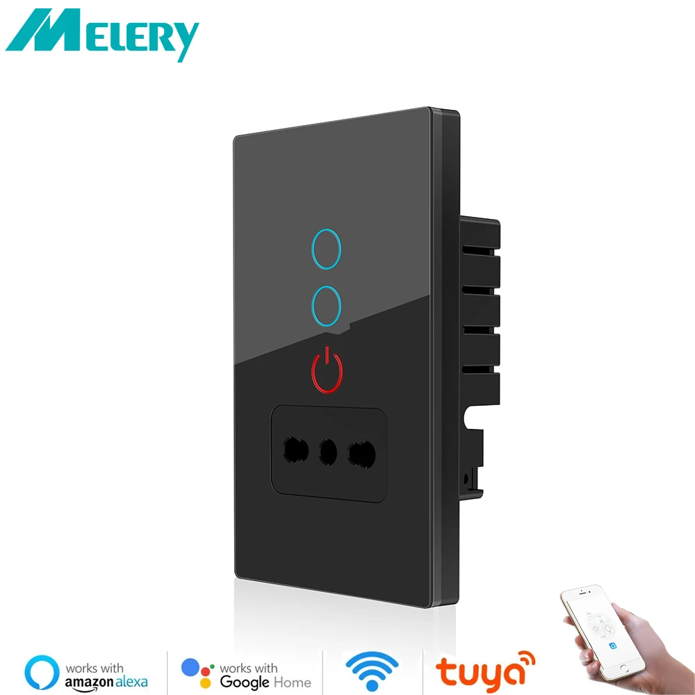 Melery Lichtschalter Tuya Wifi Smart Life Steckdose Chile Italien Steckdose Glasscheibe Stecker Intelligente Fernbedienung von A