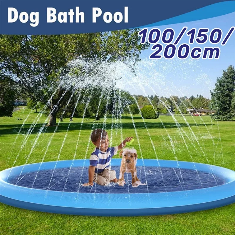 150/200cm Sommer Haustier Schwimmbad aufblasbare Wassers prinkler Pad spielen Kühl matte Outdoor