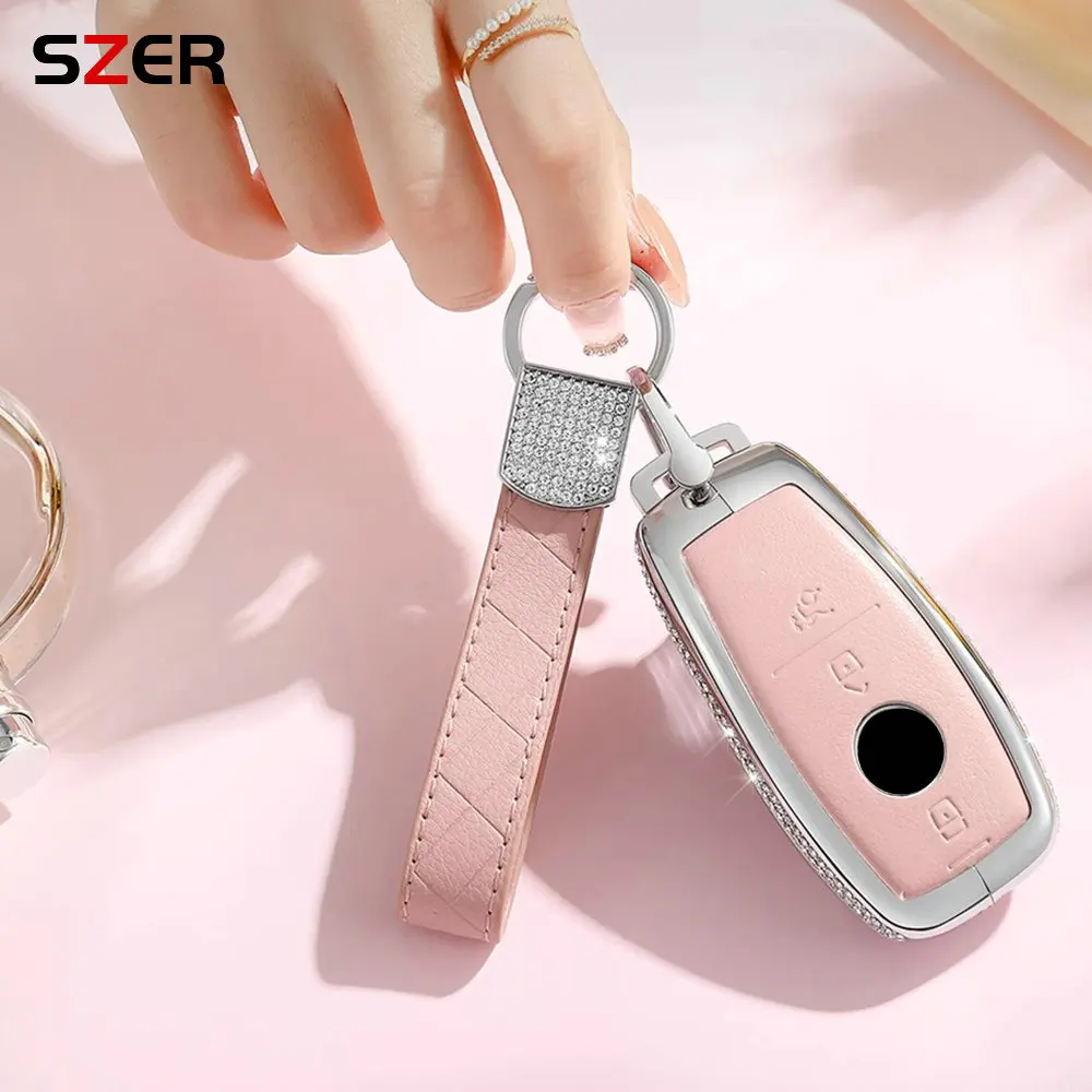Luxus Auto Leder Schlüssel etui Abdeckung Metalls chale für Mercedes Benz a c e s g Klasse glc cle cla glb gls w177 w205 w213 w2