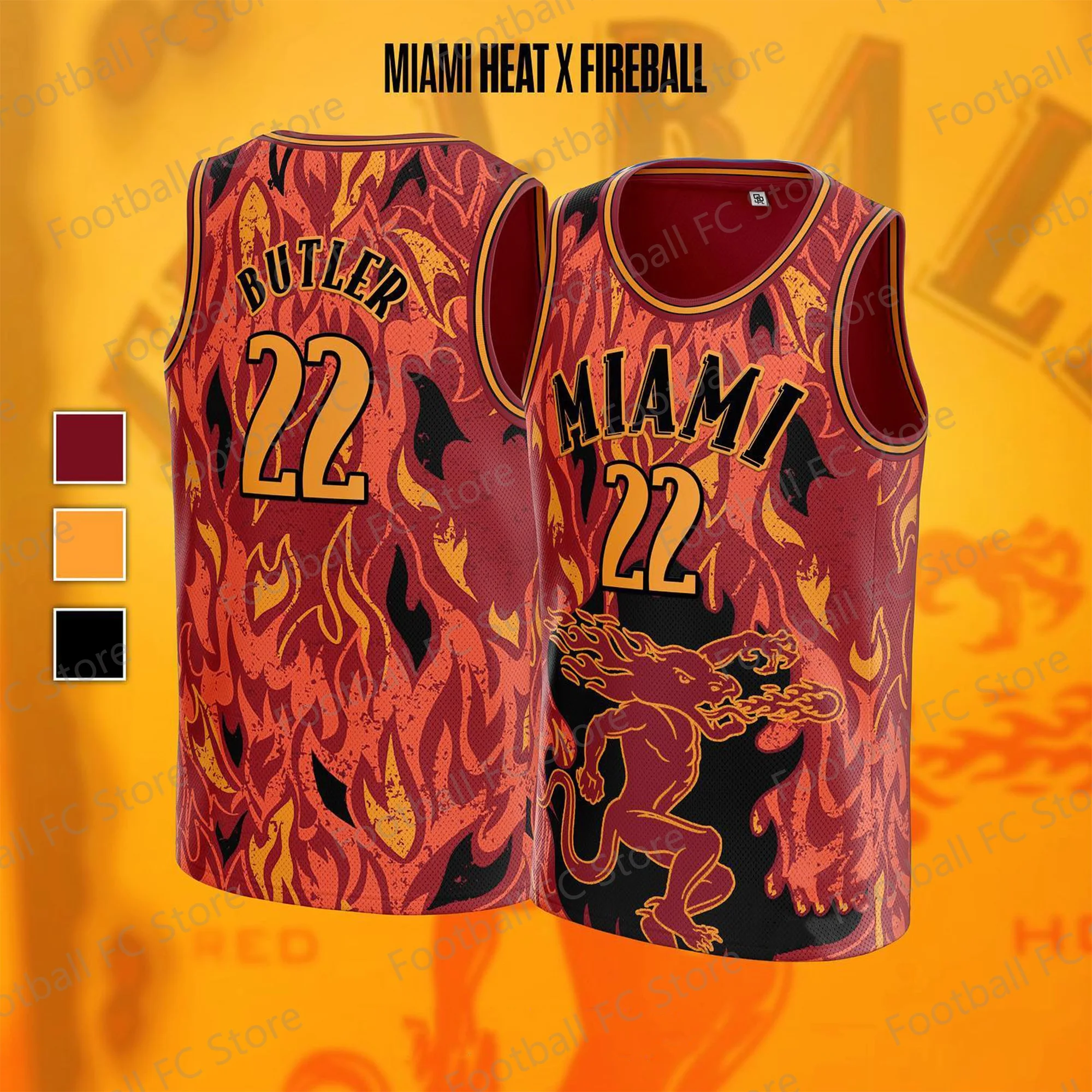 Neue 2024 miamiheat x Feuerball Tribut Trikot Basketball Edition Nummer Butler 22 Weste Kit Special