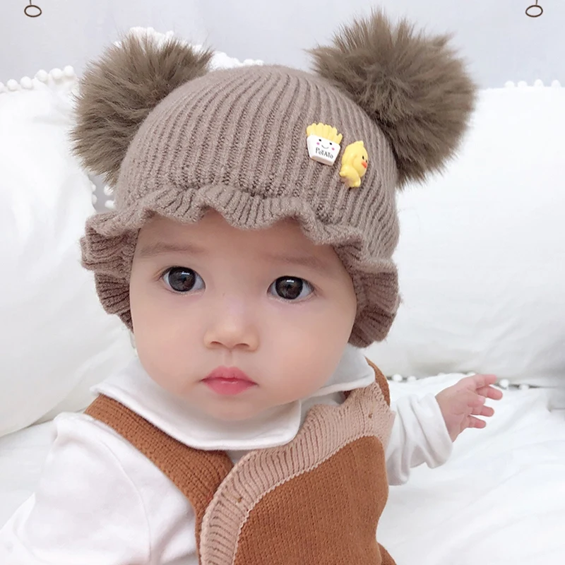 Winter Baby Mütze Mütze gestrickt Kinder mütze für Kleinkind Jungen Mädchen Rüschen warme Baby Häkel