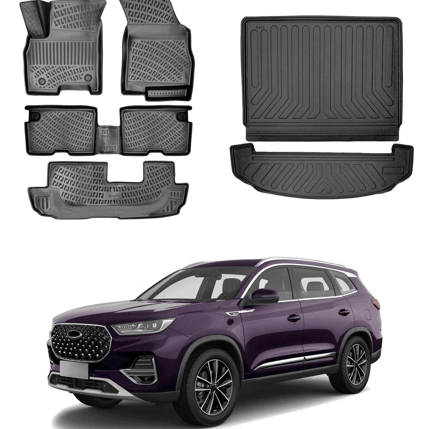 Fußmatten Cargo Trunk Liner passt chery tiggo 8 pro 2008-2015 aus gezeichnete Set-Allwetter maximale