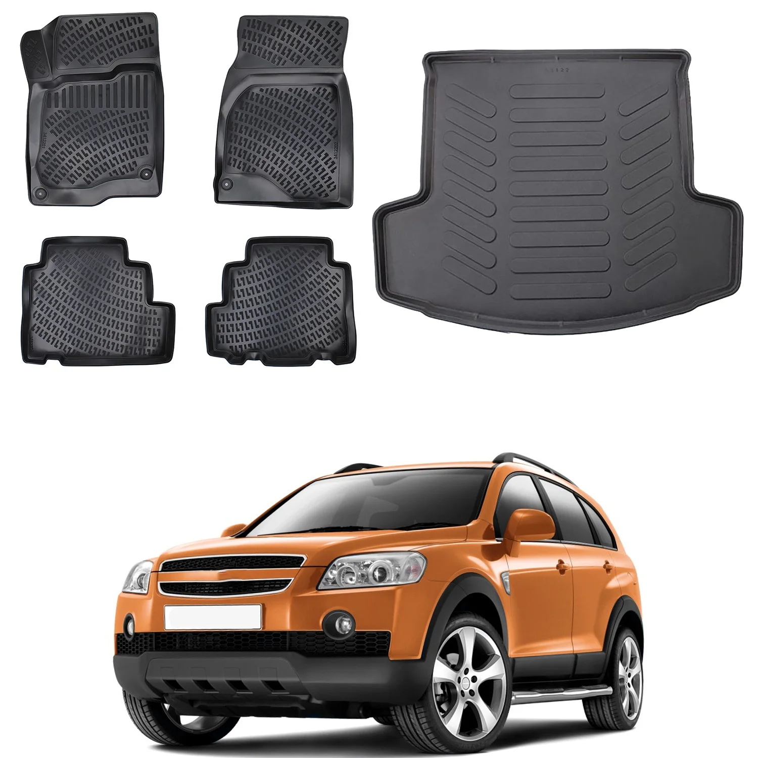 Fußmatten Cargo Trunk Liner passt Chevrolet Captiva 2012-2016 Set-Allwetter maximale