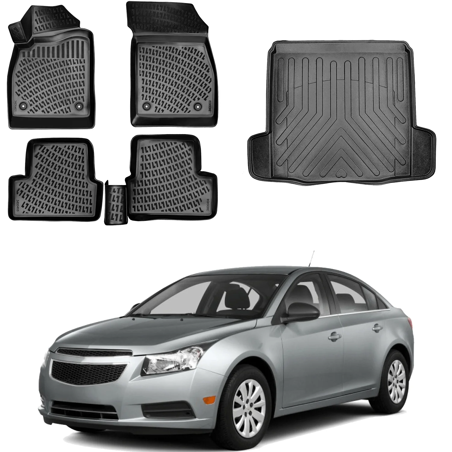 Fußmatten Cargo Trunk Liner passt Chevrolet Cruze 2012-2018 Set-Allwetter maximale Abdeckung-Wasser