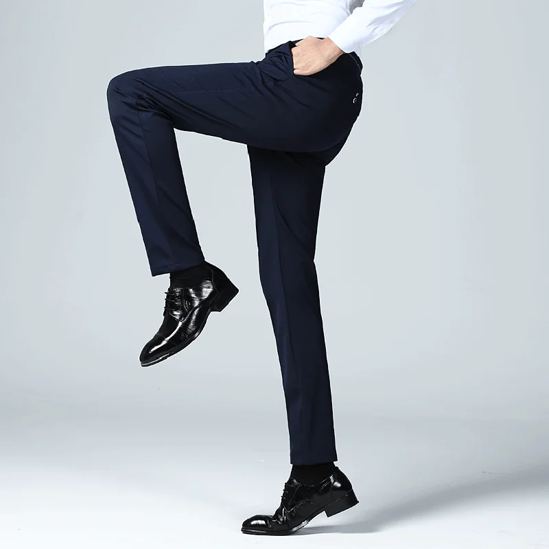 Sommer neue Herrenmode Anzug hose einfarbig Dünn schnitt Knopf Business Gentleman Freizeit hose