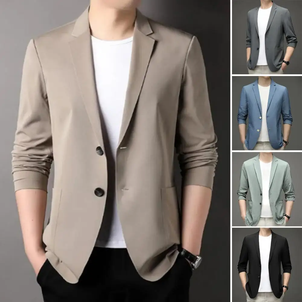 Hübsche Männer Anzug Mantel seidige Männer Business Jacke Ärmel Turn-Down-Kragen Männer Anzug Jacke