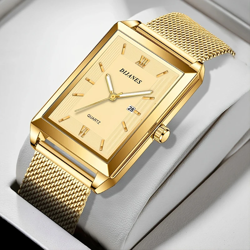 Herrenmode Sport uhren einfache Herren Luxus Gold Business ultra dünne Edelstahl Mesh Gürtel