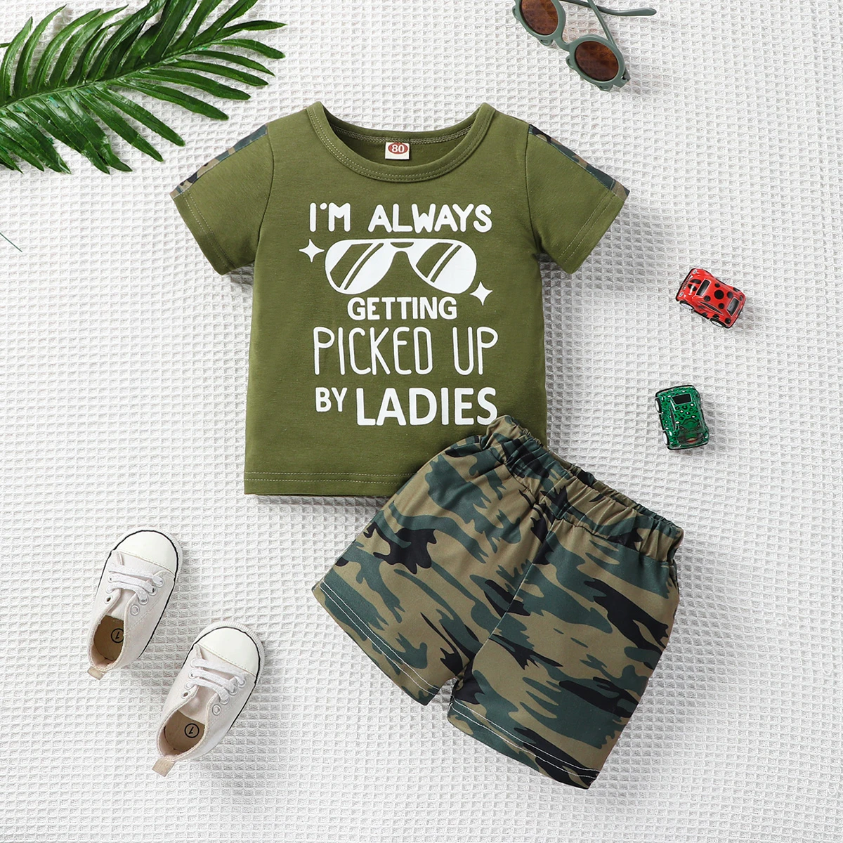 Brief Brille drucken Tarnung Shorts lässig Mode Baby Boy Set