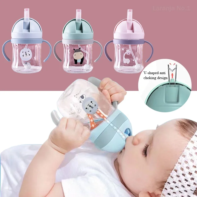 250 ml Baby-Schnabeltasse im Cartoon-Design mit Doppelgriff, Flasche, Wasserflasche, auslaufsicherer