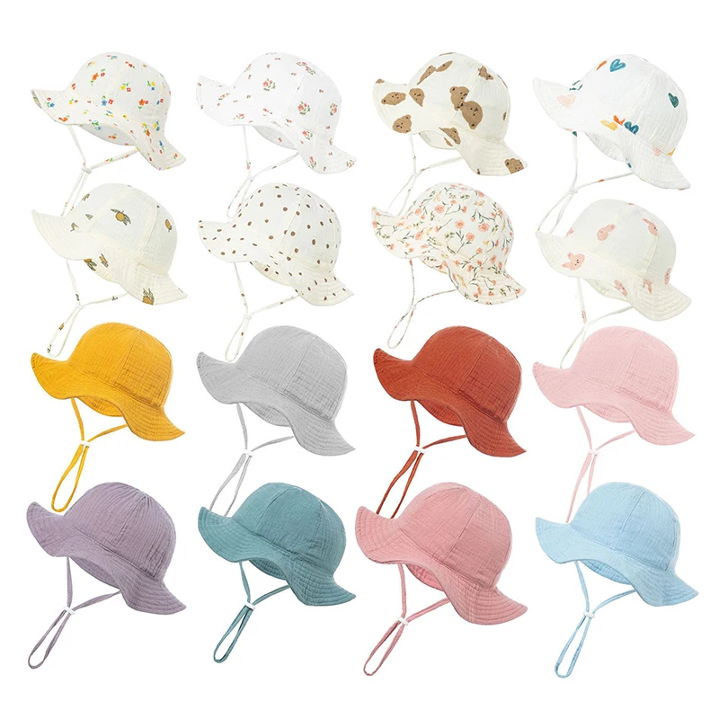 Baby Baumwolle Eimer Hut neue Kinder Sonnencreme Outdoor Caps Jungen Mädchen drucken Hut Unisex