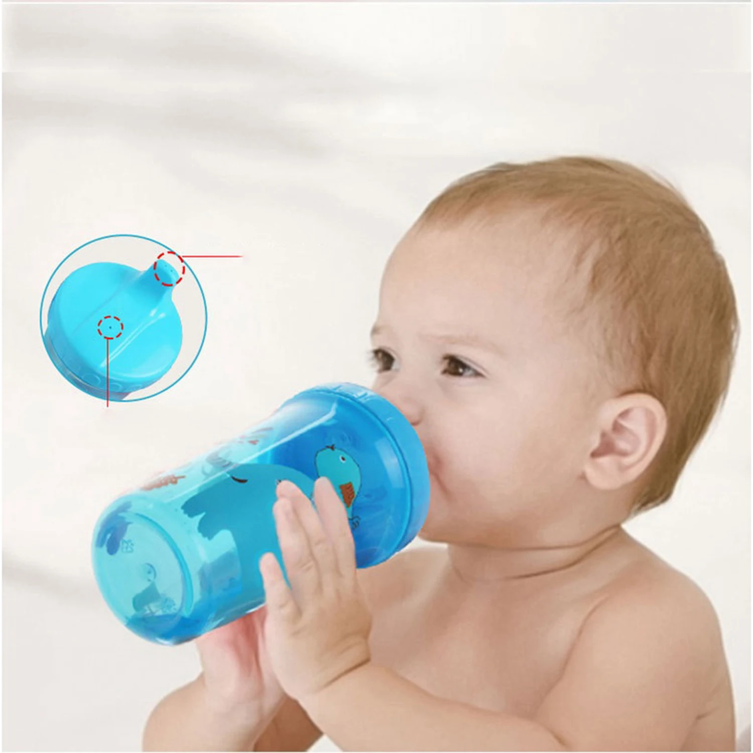 300ml Baby Cartoon Muster Baby flasche, Kleinkind Wasser becher, Biss sicherheit, Neugeborenen