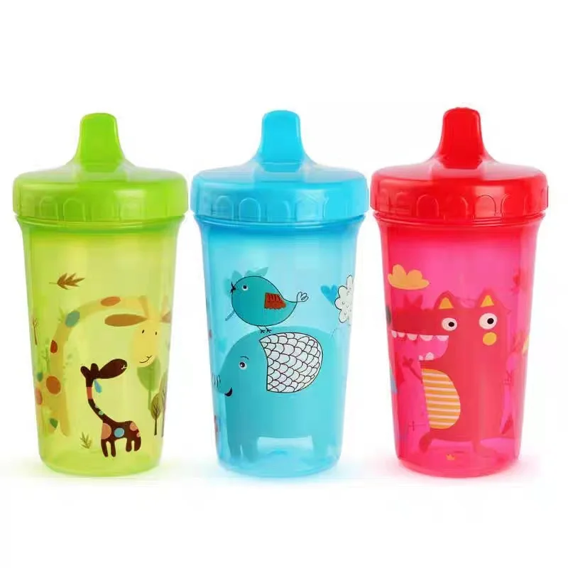 300ml Baby Cartoon Muster Baby flasche, Kleinkind Wasser becher, Biss sicher, Neugeborenen Trainings