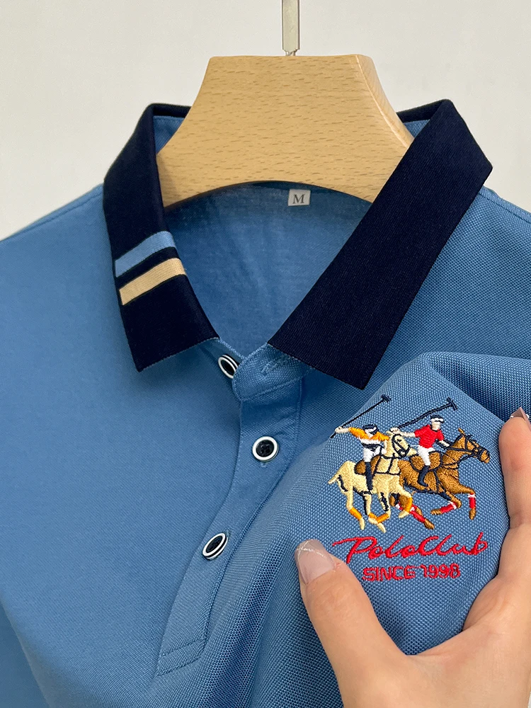 2024 Herren Baumwolle neue Sommer exquisite bestickte kurz ärmel ige Polos hirt Business Freizeit