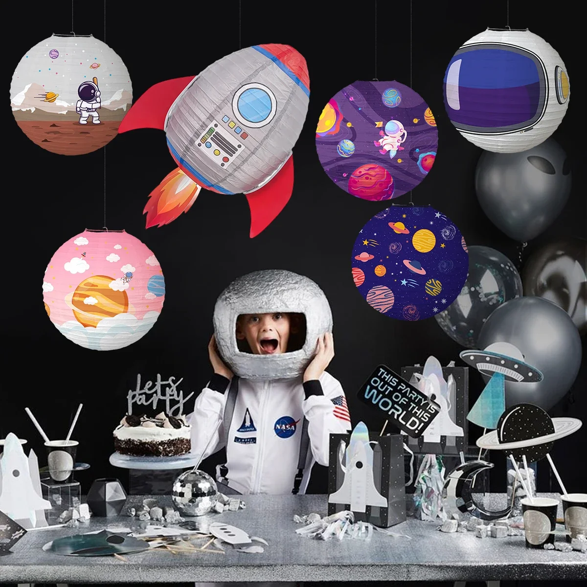 Weltraum thema 1. Geburtstags feier Dekorationen Kinder Junge Baby party liefert DIY Astronaut