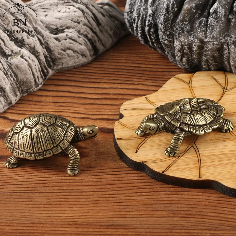 Antike massive Kupfer Schildkröte kleine Desktop-Ornamente Langlebigkeit Tierskulptur Home Office