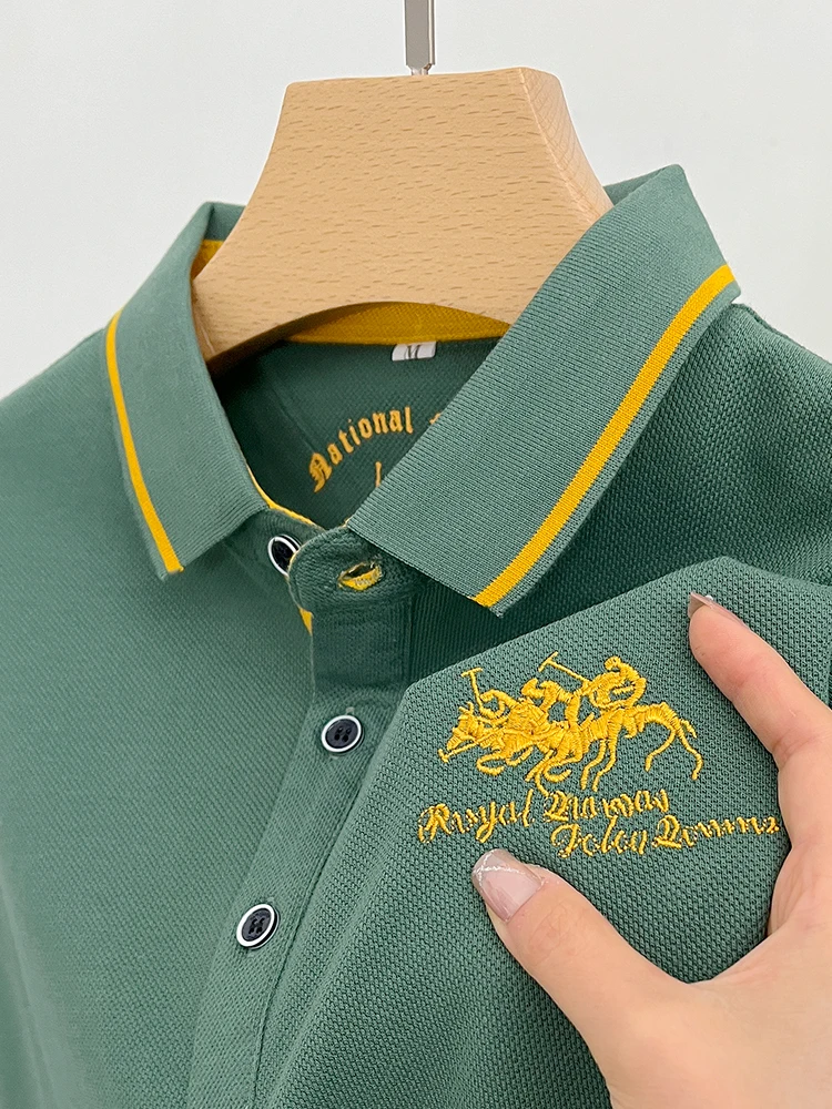 Sommer Herren exquisite bestickte 100% Baumwolle Business Kurzarm Polos hirt 2024 neue trend ige