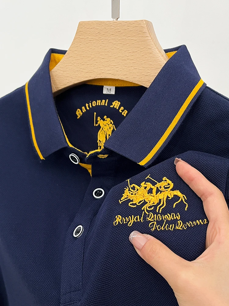 Neue Herren Business Exquisite Stickerei Sommer Kurzarm Poloshirt Trendy Freizeit Bequemes T-Shirt